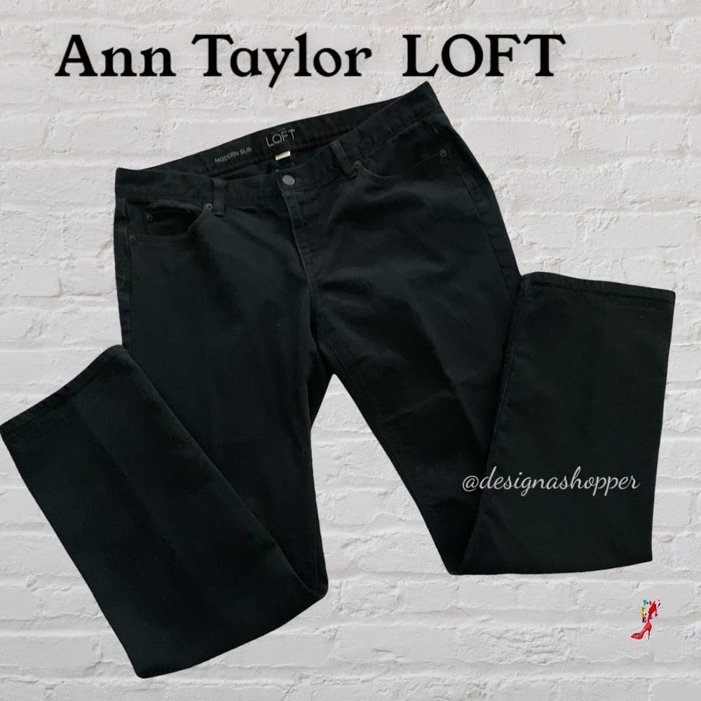 LOFT Black Jeans Ann Taylor Modern Slim Jeans Size 14